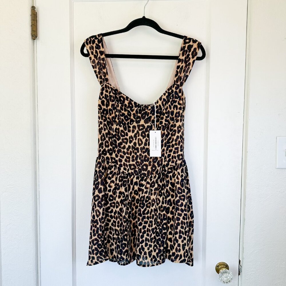 Reformation | NWT Taiga Fit & Flare Mini Dress in Leo Leopard Print Size 10 $218 - Picture 4 of 8